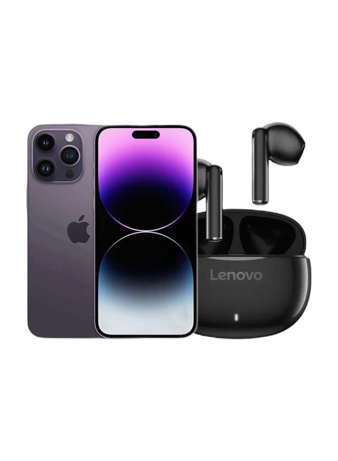 Apple Renewed - iPhone 14 Pro 128GB Deep Purple 5G With Facetime - International Version & Renewed - E310 True Wireless Stereo Earbuds, Bluetooth 5.3, 13mm Drivers, AI Call Noise Reduction, 20 Hours Playtime, USB-C Charging, Lightweight - Black , with 1-Year Replacement Warranty Bundle - Image 1